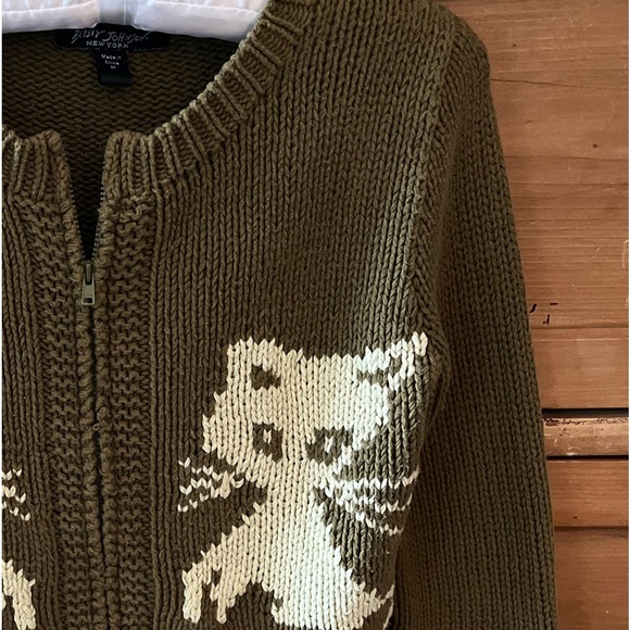 *SOLD* BETSEY JOHNSON GREEN KITTEN CARDIGAN SWEATER SIZE LARGE & MEDIUM - Picture 2 of 8
